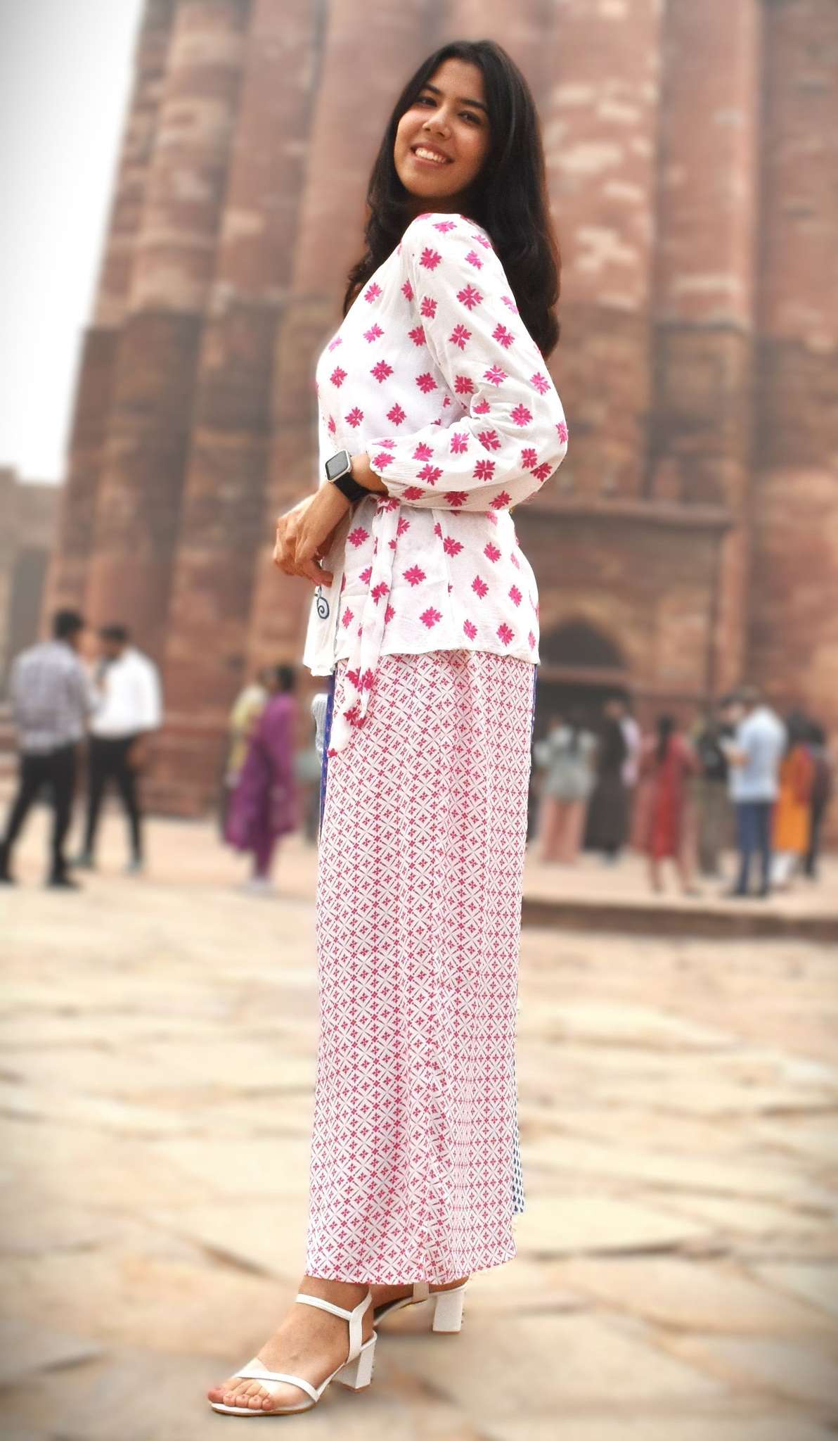 Sasha Hand Printed Wide Leg Pants in Crepe Fabric