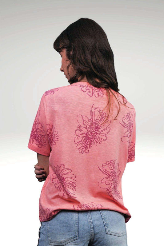 Blossom Hand Printed Floral Cotton Jersey Boho Tee