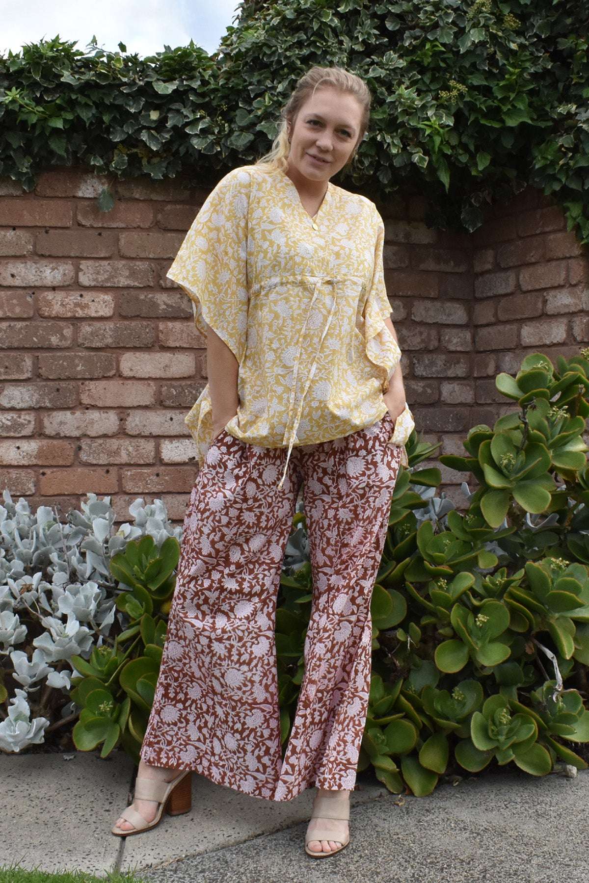 Zinnia Floral Hand Block Print Top