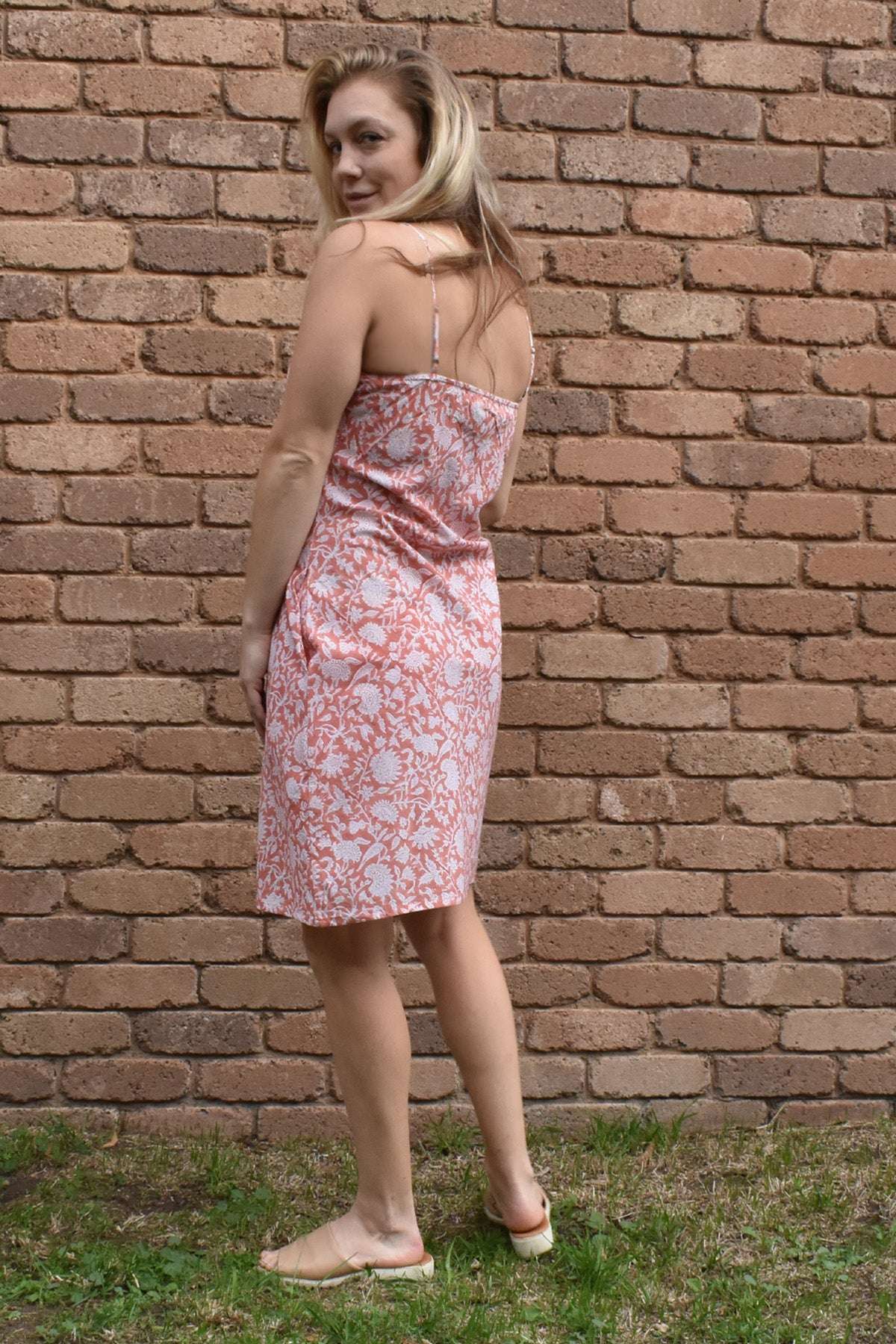 Fawn Cotton Hand Block Floral Print Slip Dress