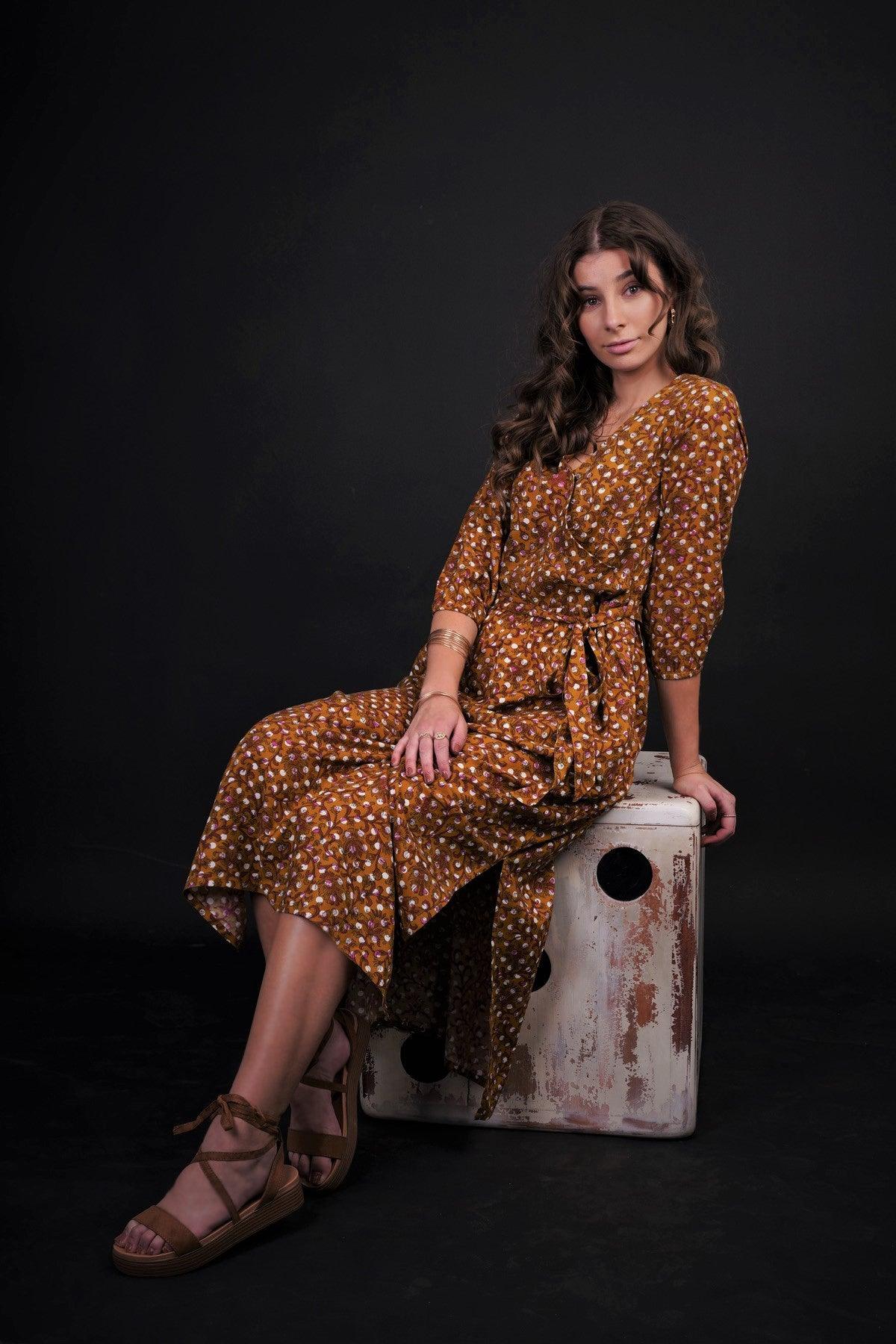 BAHNAZ FLORAL POLKA DRESS - zohaonline