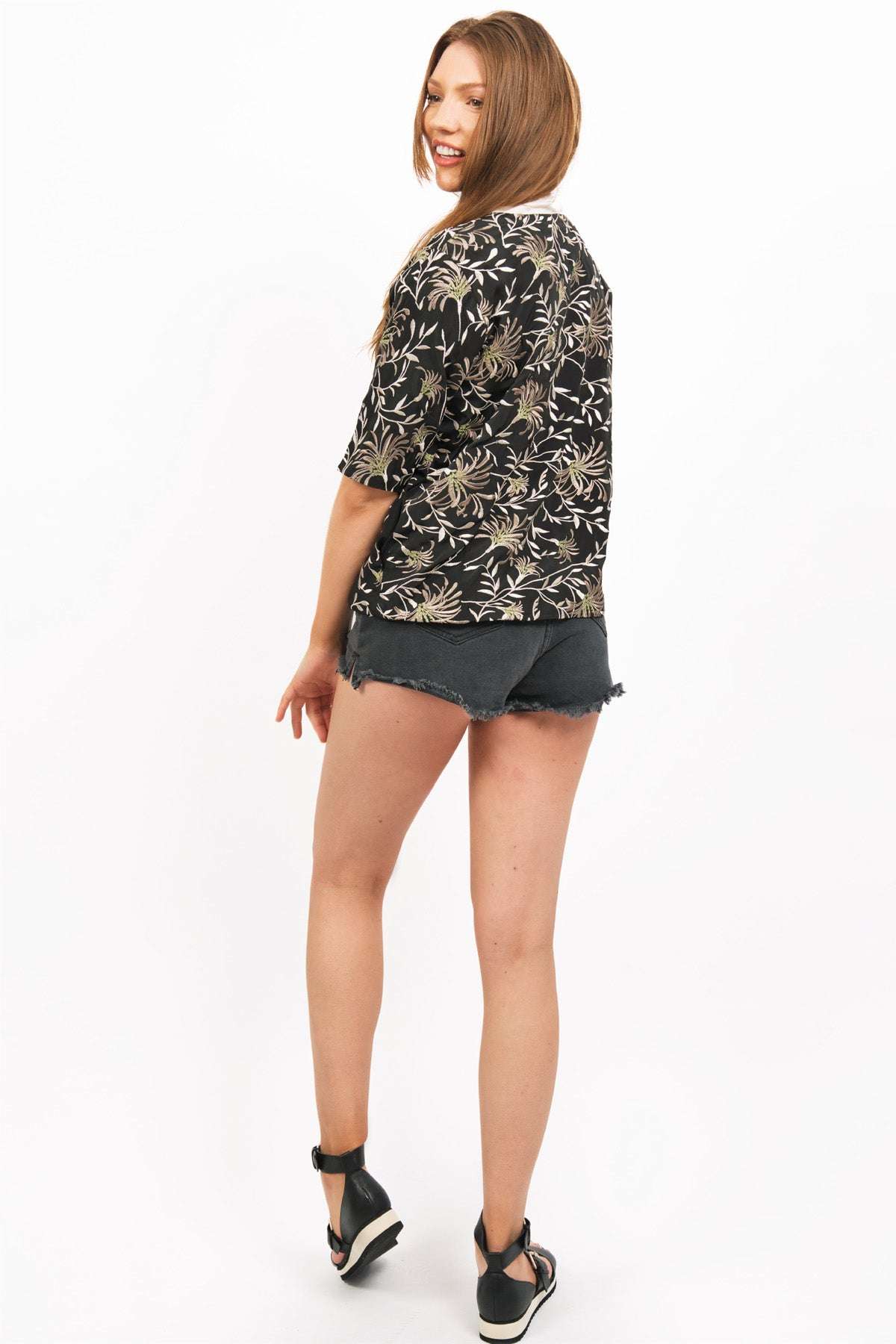 Floret Embroidered Crepe Jacket