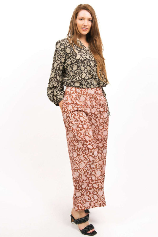 Amber Hand Block Print Flare Pants