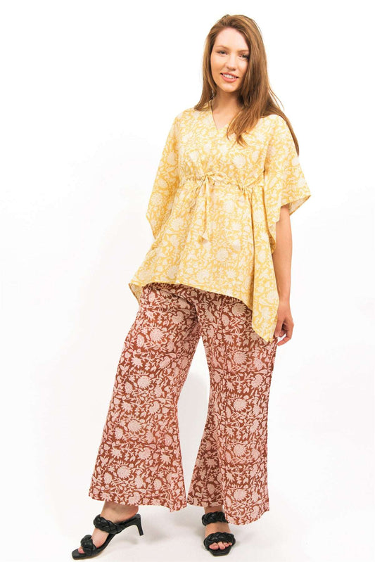 Zinnia Floral Hand Block Print Top