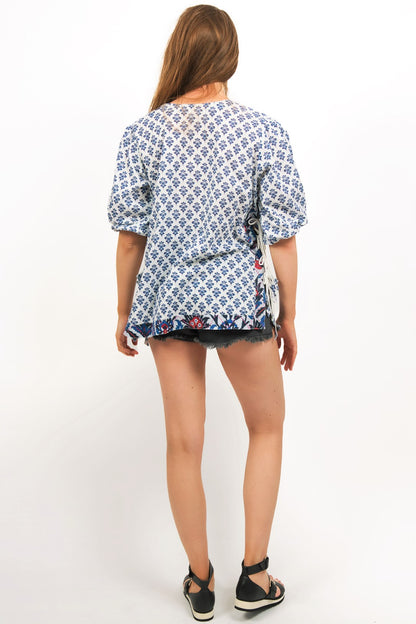 BACK VIEW OF ASTRID EMBROIDERED TOP ON THE MODEL- zohaonline