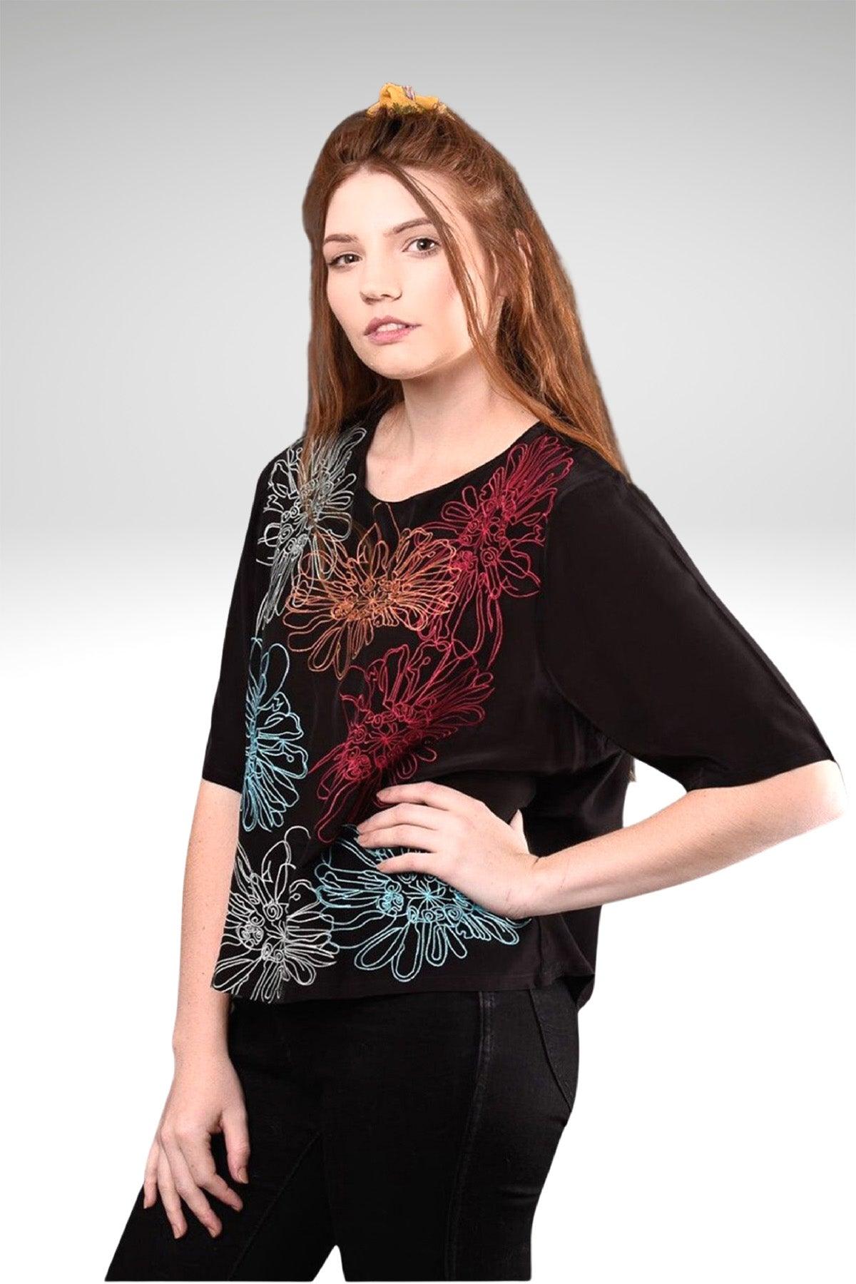 CARMEN FLORAL EMBROIDERED TOP - zohaonline