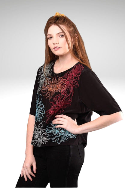 CARMEN FLORAL EMBROIDERED TOP - zohaonline