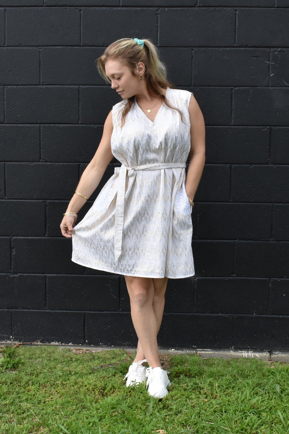 STELLA LUREX DRESS -WORN WITH WHITE SNEAKERS zohaonline