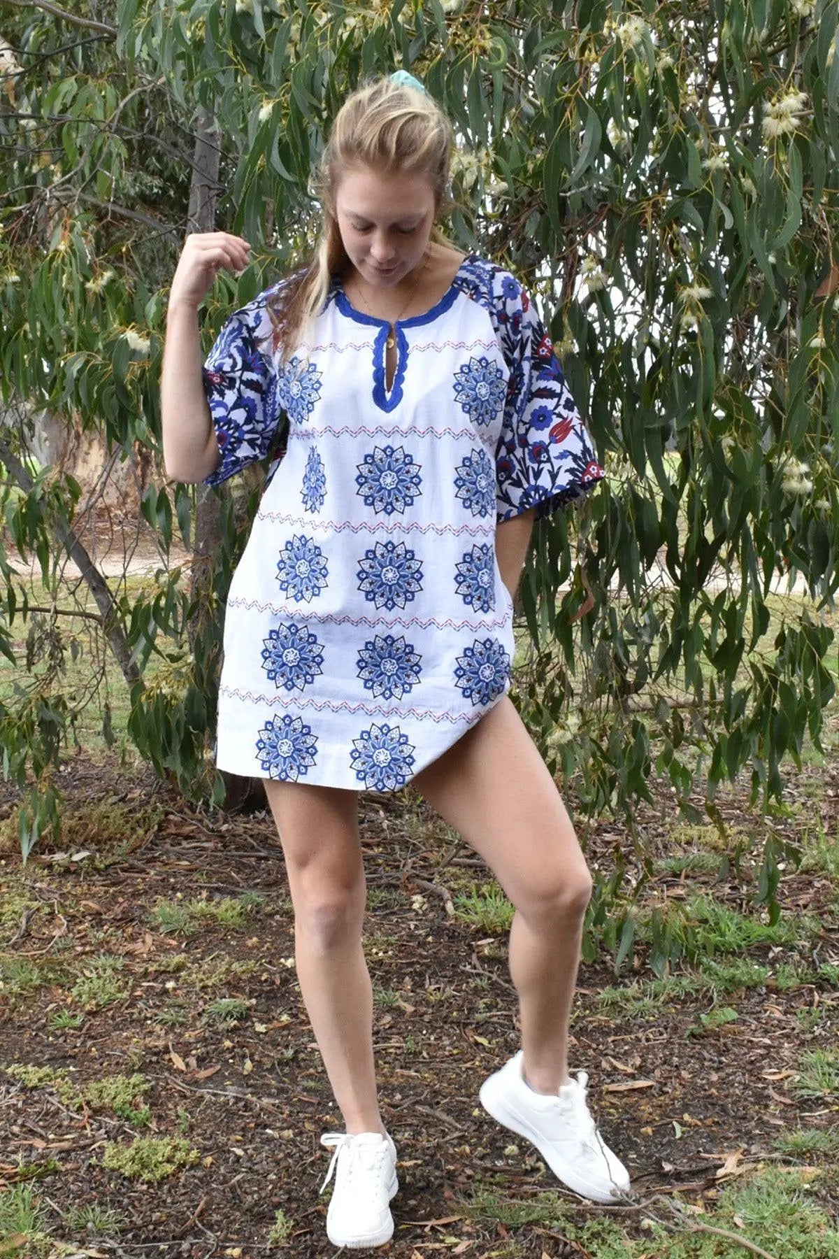 CELESTE EMBROIDERED TUNIC -PLAYFUL TOP WITH SHORTS zohaonline
