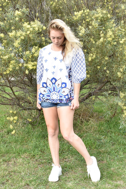 ASTRID EMBROIDERED TOP IN SWISS DOT FABRIC - zohaonline