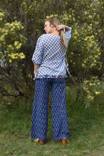 ASTRID EMBROIDERED TOP ON THE MODEL IN NATURAL SURROUNDINGS - zohaonline