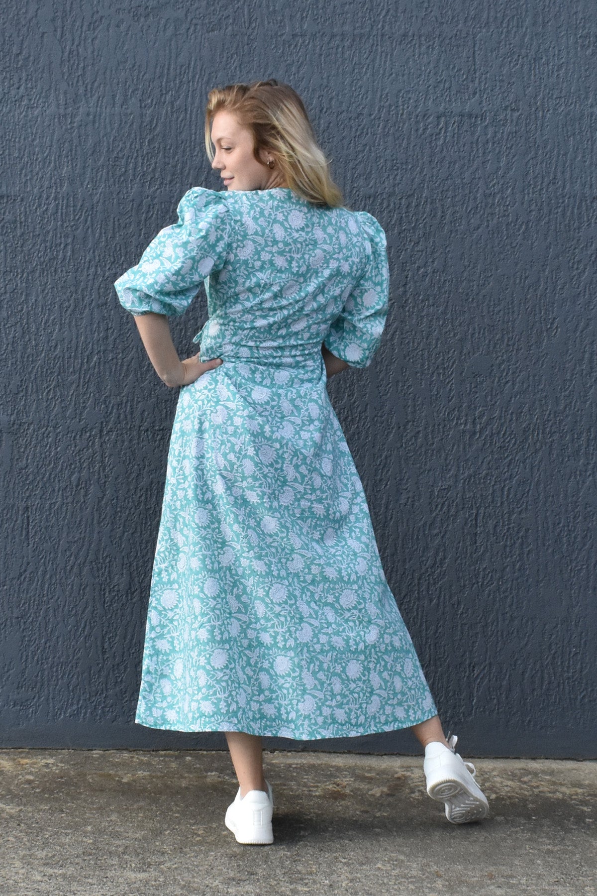ZEPHYR PRINTED WRAP MAXI DRESS - BACK VIEW  zohaonline