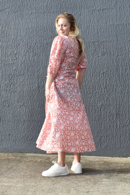 ZEPHYR PRINTED WRAP MAXI DRESS FAWN COLOUR- zohaonline