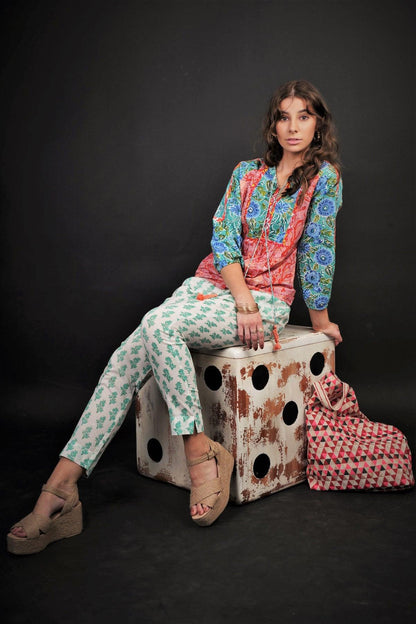 ALEENA FLORAL PATCHWORK TOP - zohaonline