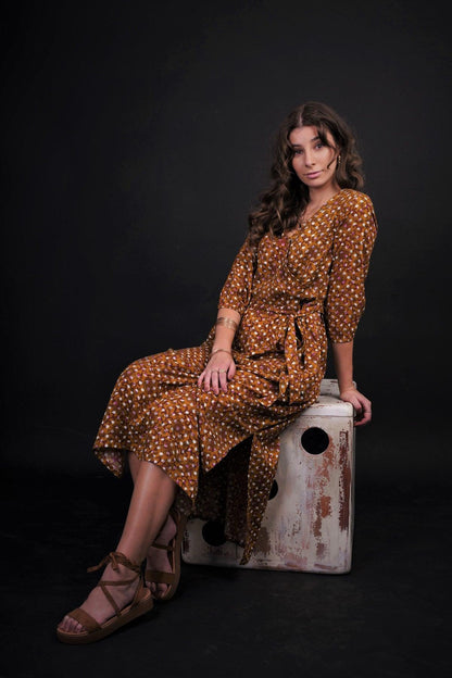BAHNAZ FLORAL POLKA DRESS - zohaonline