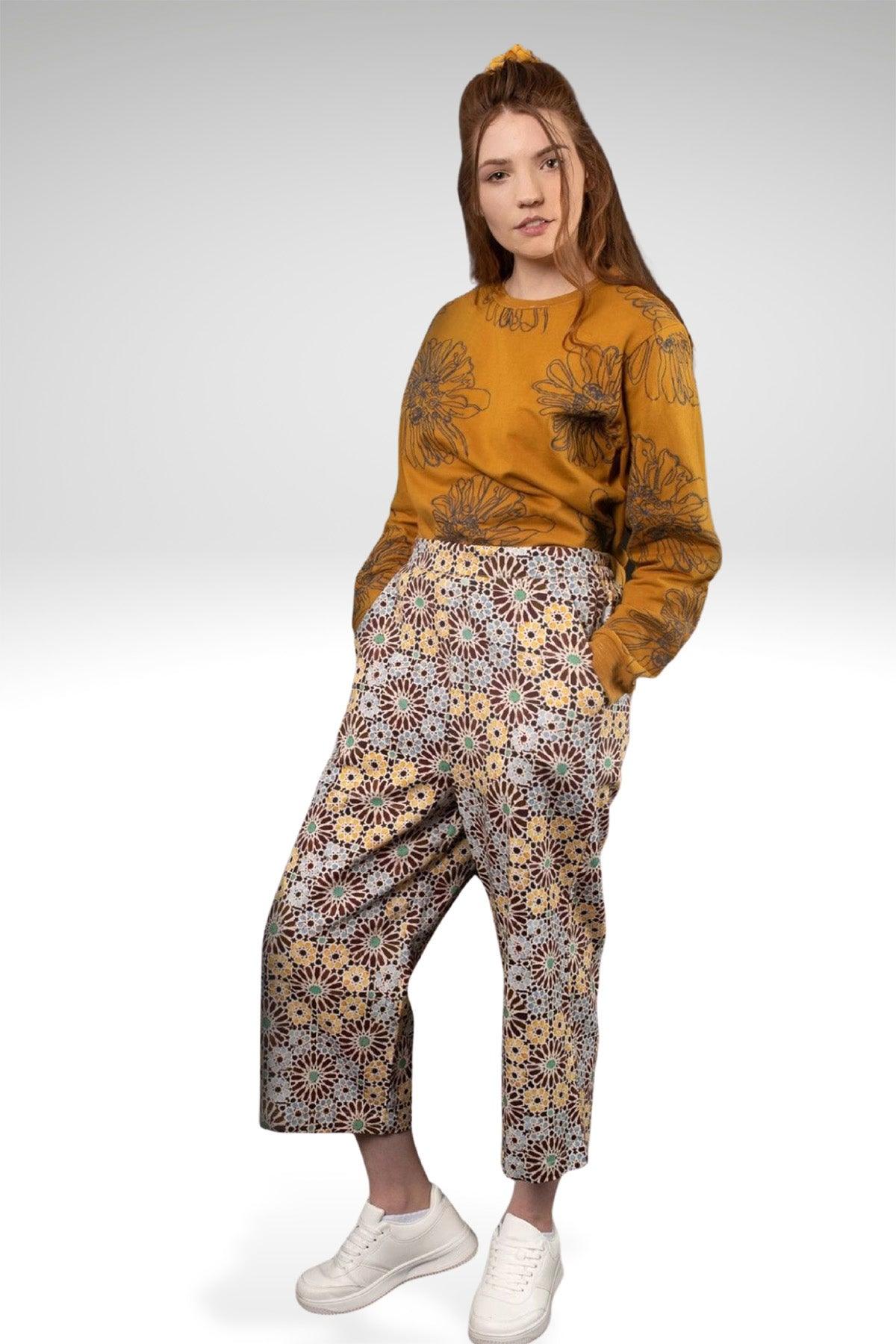 DORIAN HIGH WAIST PRINTED TWILL PANTS - zohaonline