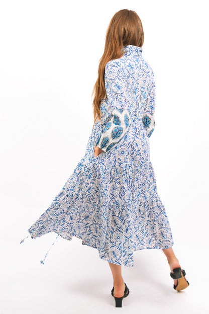 SWISHY AND SWIRLY DRESS- IRIS PRINTED TIERED MAXI DRESS - zohaonline