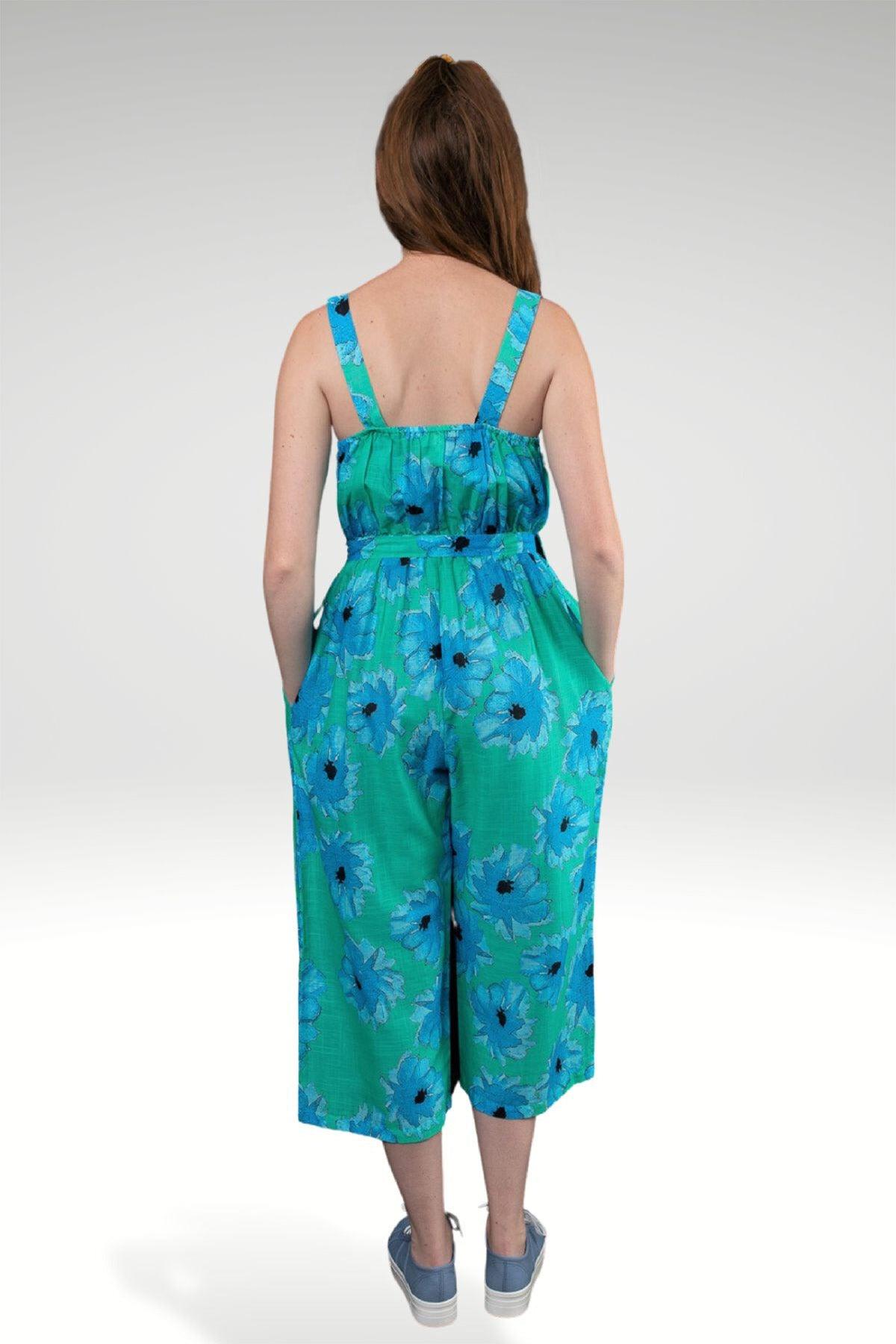 LARA FLORAL JUMPSUIT - MINT- BACK PIC ON MODEL