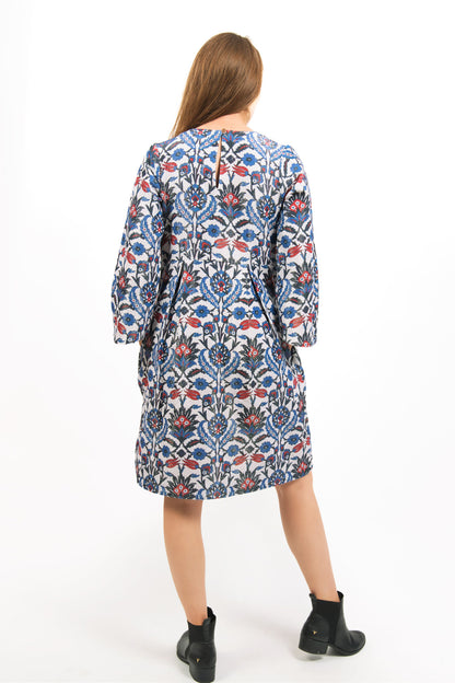 MORE LUREX VERSION OF LUNA LUREX PRINTED FLORAL DRESS - zohaonline