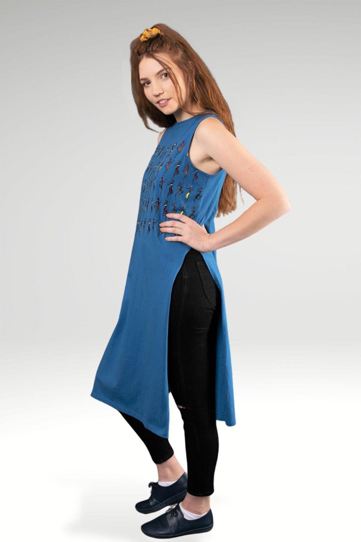 Aidan Embroidered Maxi Top with Side Slits - Zohaonline