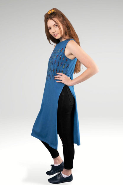 Aidan Embroidered Maxi Top with Side Slits - Zohaonline