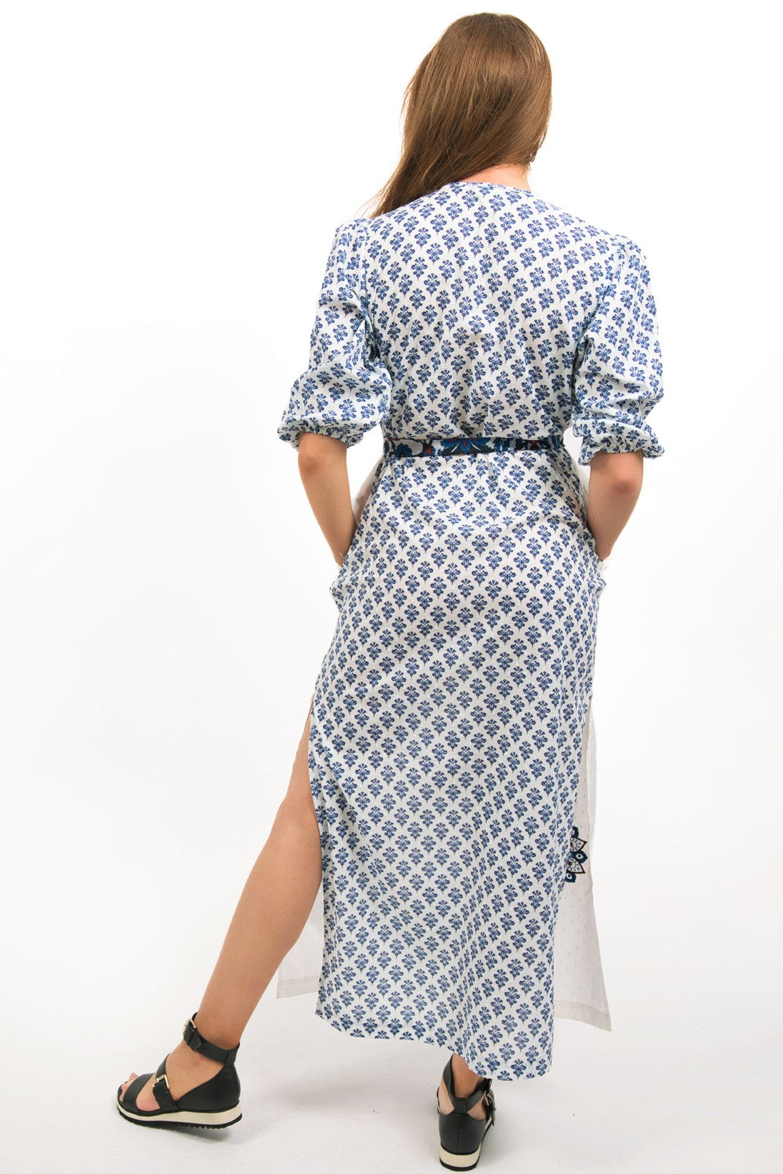 BACK VIEW -ASTRAL MAXI EMBROIDERED PRINTED DRESS - zohaonline