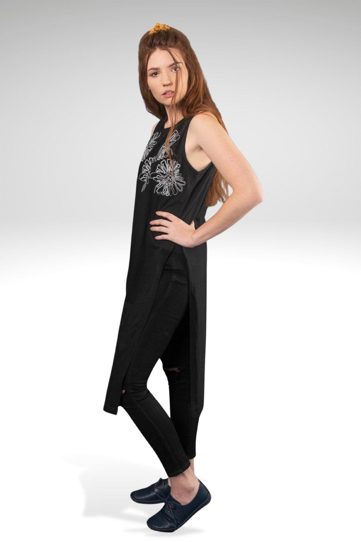 BERNICE EMBROIDERED LONG TEE - zohaonline