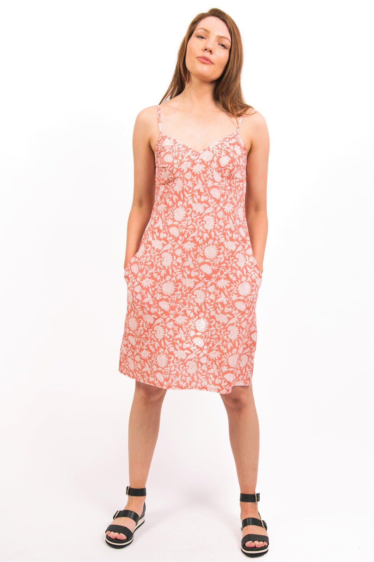 FAWN PRINTED KNEE LENGTH SUMMERY  SLIP DRESS - zohaonline