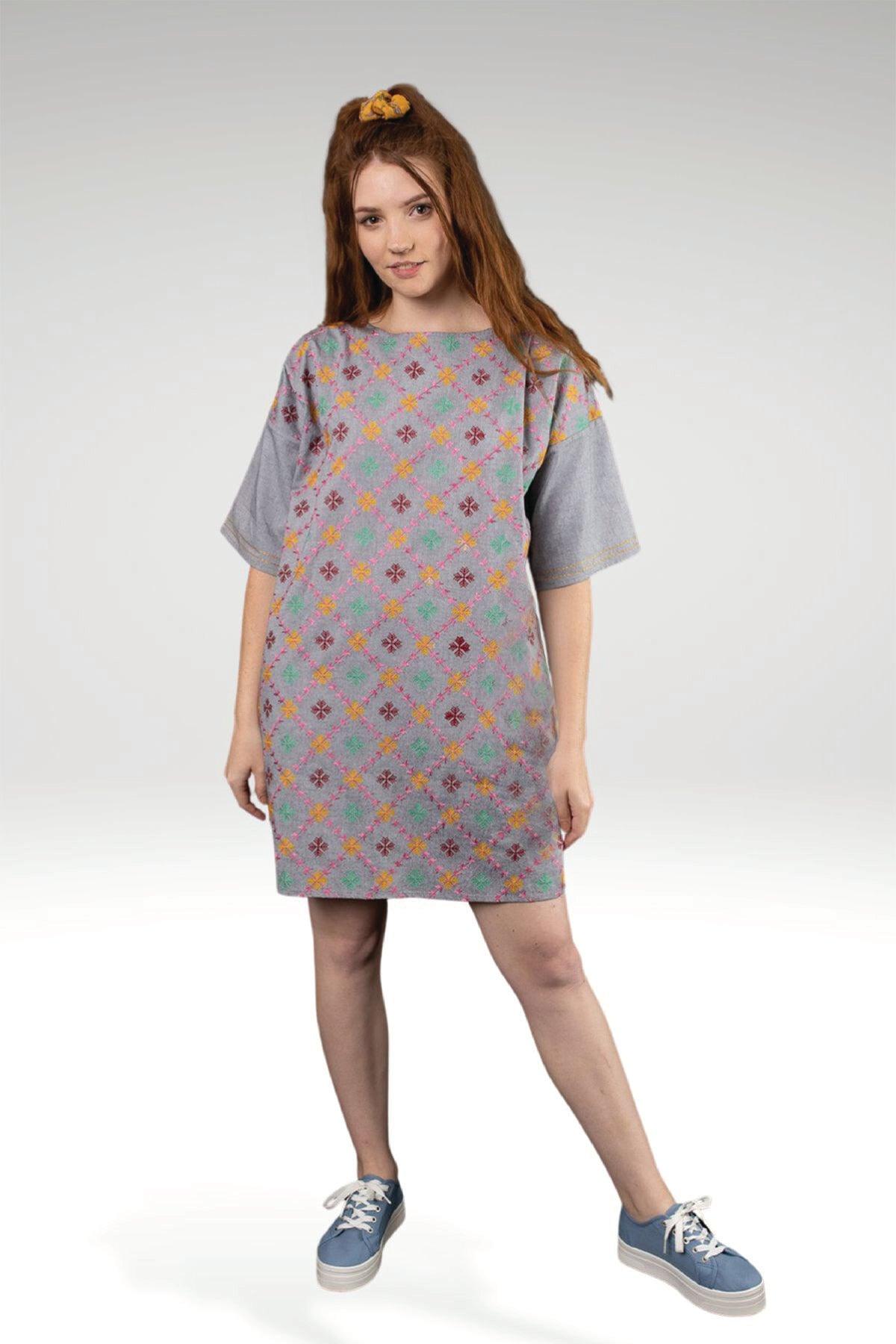 FEIROUZ EMBROIDERED DRESS - zohaonline