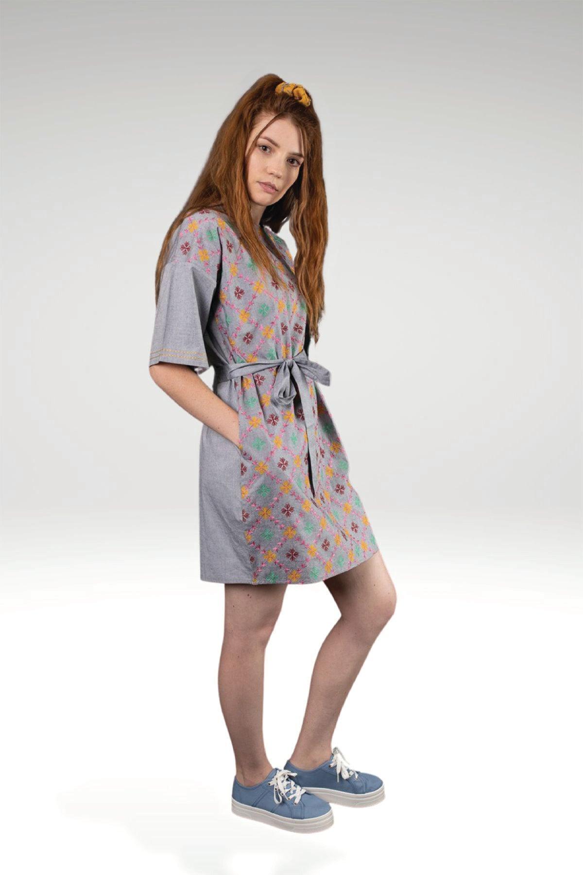 FEIROUZ EMBROIDERED DRESS - zohaonline