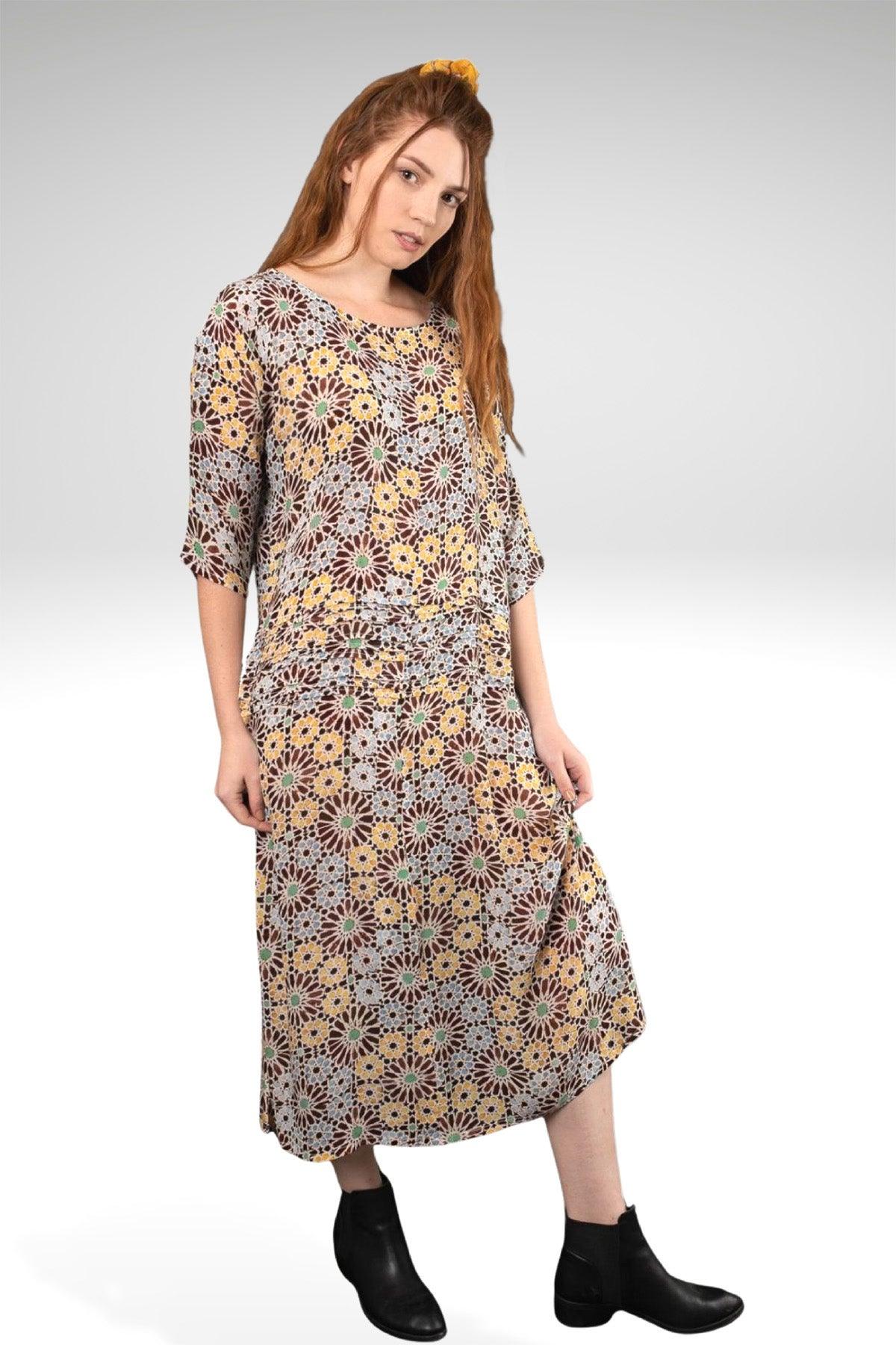 HELEN PRINTED VISCOSE DRESS - zohaonline