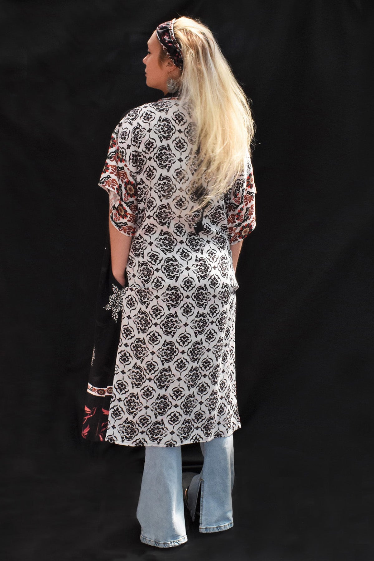 JUANA PRINTED MODAL KIMONO - zohaonline- BACK VIEW