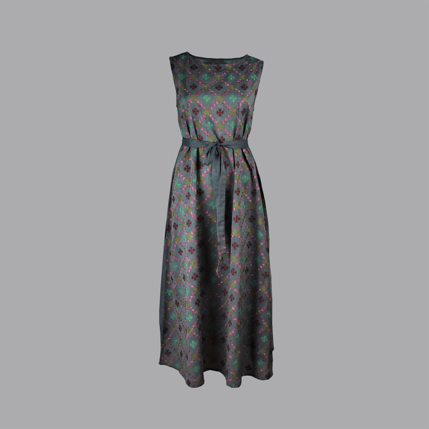 LIANA EMBROIDERED CHAMBRAY DRESS- MULTI EMB - zohaonline