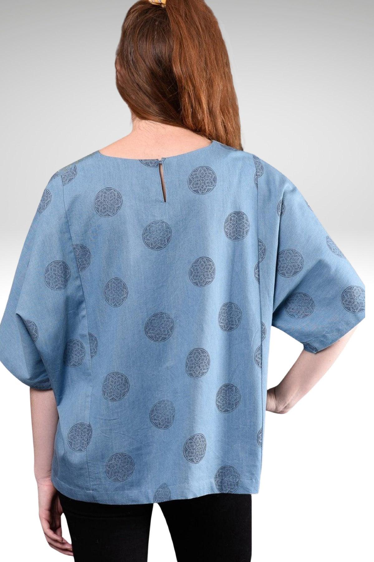 MADISSON EMBROIDERED DENIM TOP - zohaonline