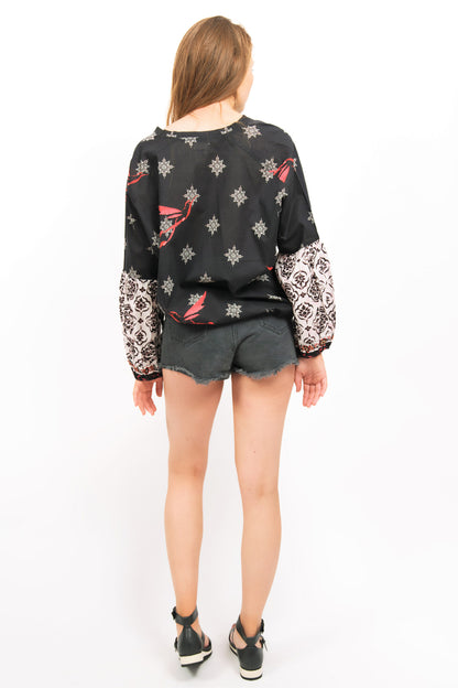 ORA PRINTED COTTON TOP - zohaonline BACK VIEW ON THE MODEL