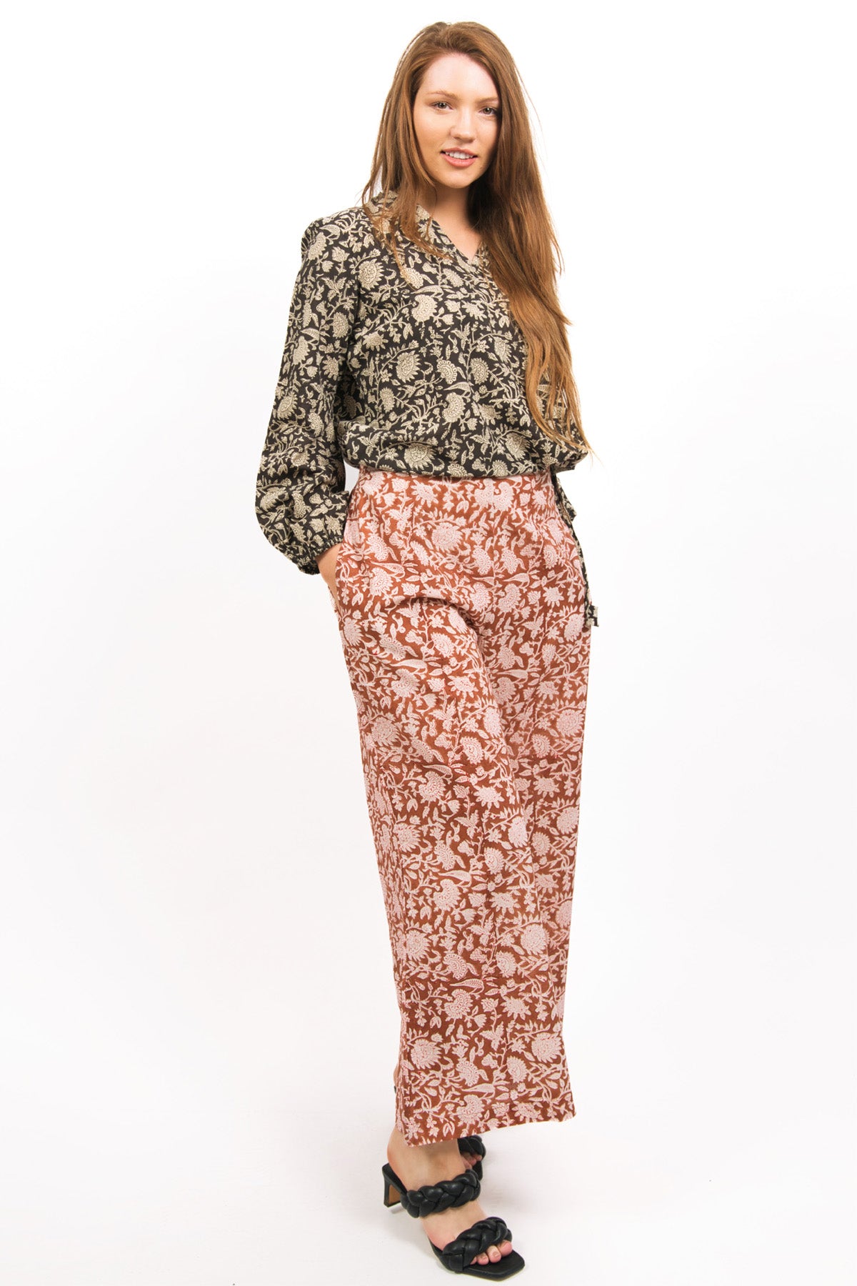 SABLE TOP  WORN WITH BLOCK PRINT PANTS- zohaonline