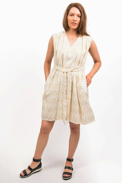 STELLA LUREX DRESS -FRONT VIEW WORN BELTED- zohaonline