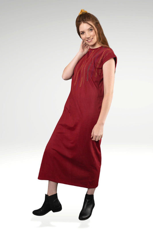 TERRA EMBROIDERED KNIT MAXI DRESS - zohaonline