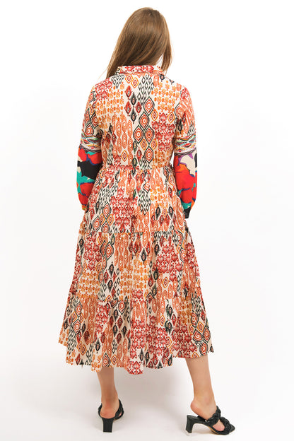BACK VIEW OF TOZI PRINTED TIERED MAXI DRESS - zohaonline